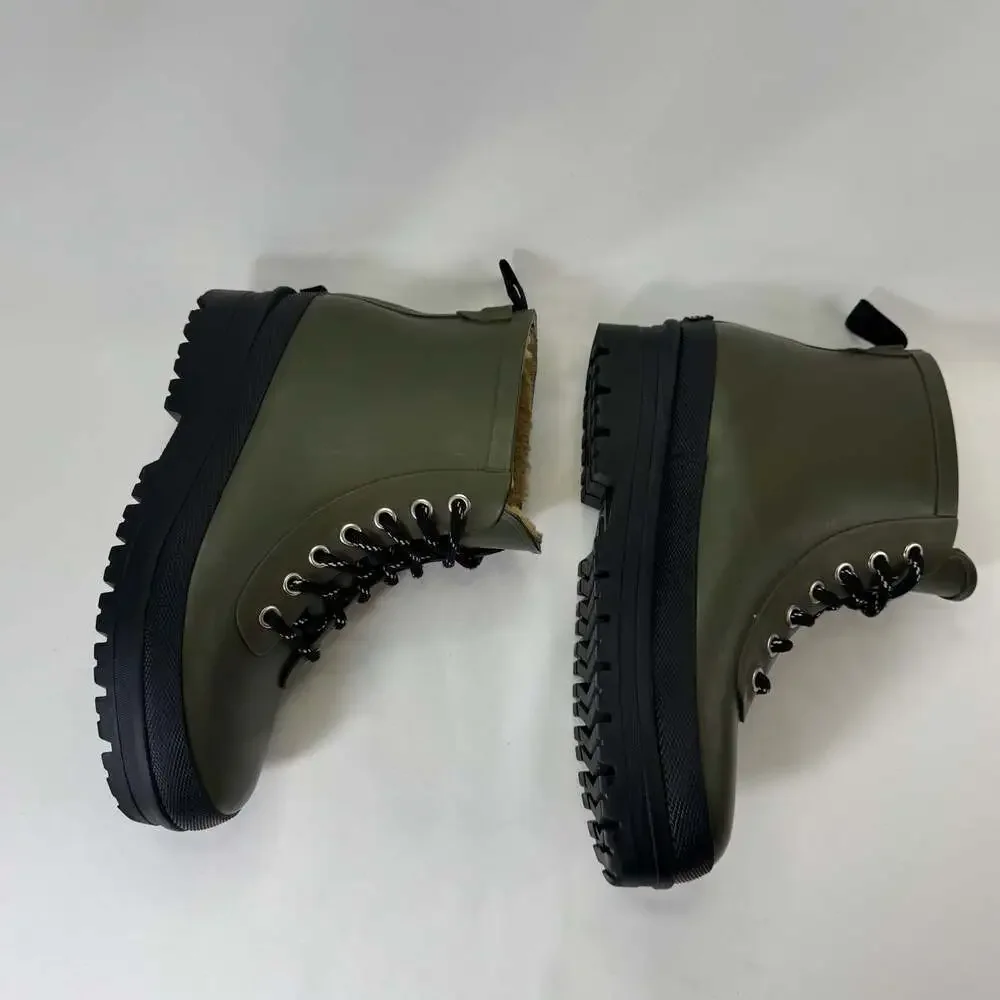 Chooka Redmond Hiker Waterproof Rain Boots Olive Green Lace Up Women’s Size 6